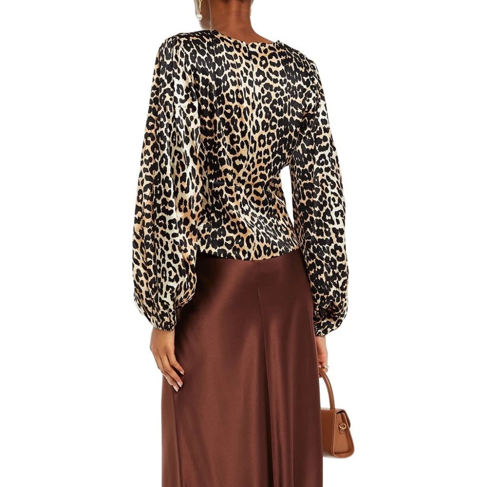 Leopard-Print Silk Satin Top from GANNI - Picture 6 of 10